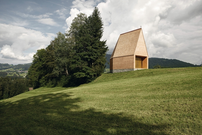  nagrada Piranesi 2017: Kapela Salgenreute Krumbach, Avstrija, 2016, arhitekt Bernardo Bader, foto Adolf Bereuter