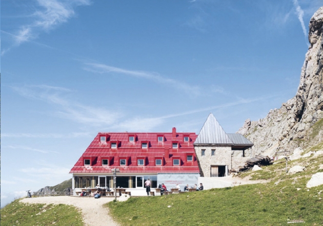RIFUGIO ALPE DI TIRES, 2015, Senoner Tammerle Architekten, foto Lukas Schaller/Tappeiner Airphoto 