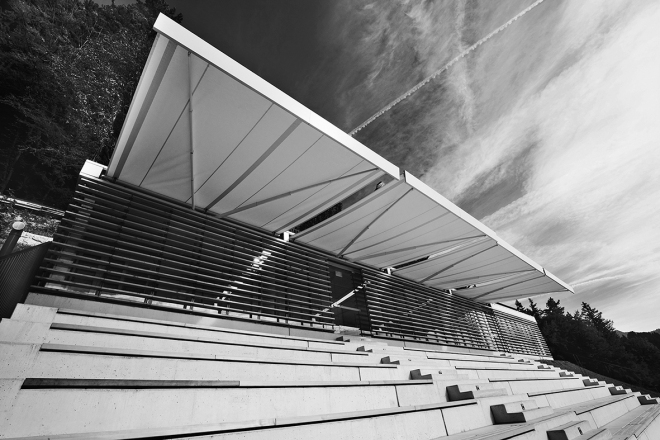 Tribune ciljne regatne arene; Multiplan arhitekti; foto: Miran Kambič, Bor Dobrin