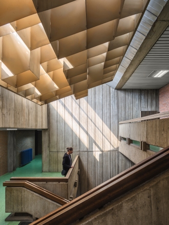 Building for theatre, radio and television, Faculty of Dramatic Arts in campus of University of Arts, New Belgrade, 1964-68, Aleksandar Stjepanović, Božidar Janković, Mihailo Naslas, photo Relja Ivanić
