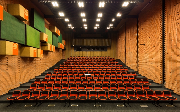 Building for theatre, radio and television, Faculty of Dramatic Arts in campus of University of Arts, New Belgrade, 1964-68, Aleksandar Stjepanović, Božidar Janković, Mihailo Naslas, photo Relja Ivanić