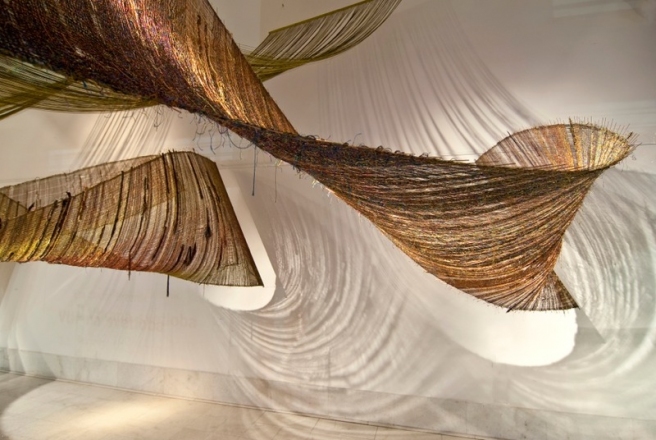 Textile objects Flying carpets, Kresija Gallery, Ljubljana, 2009, Eta Sadar Breznik, photo: private archive of Eta Sadar Breznik