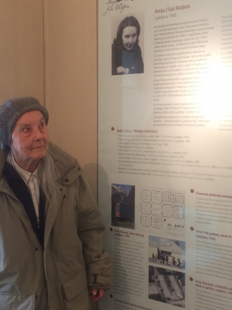 Architect Rotija Badjura in DESSA, 2019, at the exhibition To the Fore 4: the pioneers of Slovenian architecture, construction and design