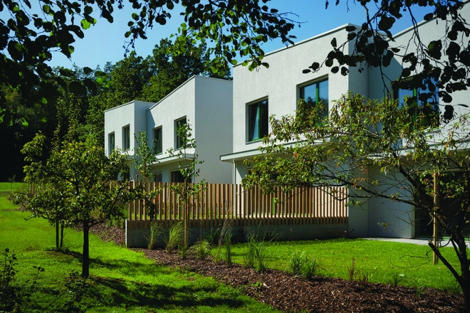 Twin house at the edge of the city, Ljubljana, 2019, architecture Kombinat, photo Janez Marolt